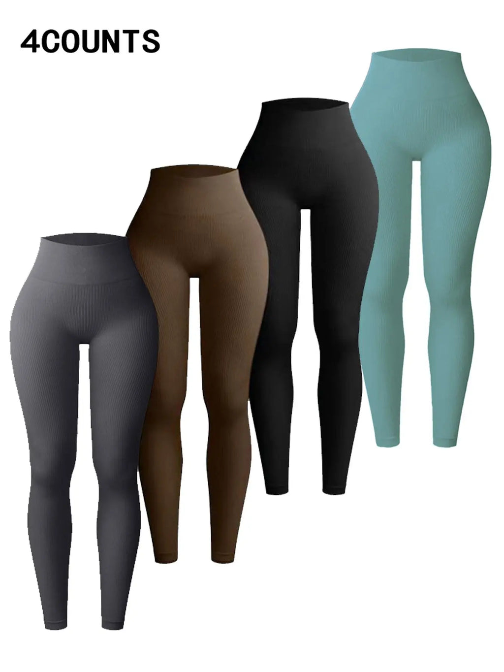 Women'S 1/2/3/4/5 Pcs Solid Color High Waist Sports Leggings, Casual Athleisure Style Comfy Breathable Skinny Pants for Yoga Gym Workout Running, Women'S Sport & Outdoor Clothing for Summer Spring Fall, High Waist Athletic Trousers, Four Season Leggings