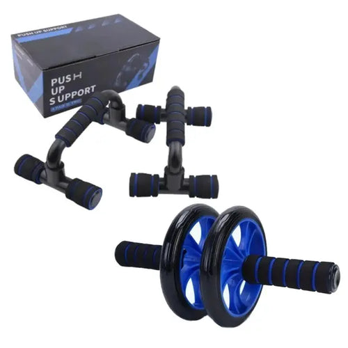 New Fitness Tool Set - Abdominal Exercise Wheels, Push-Up Bar with Cushioned Foam Grip & Non-Slip Construction, Ab Core Trainer, Abdominal Shaper - Ideal for Men’S & Women’S Fitness Training