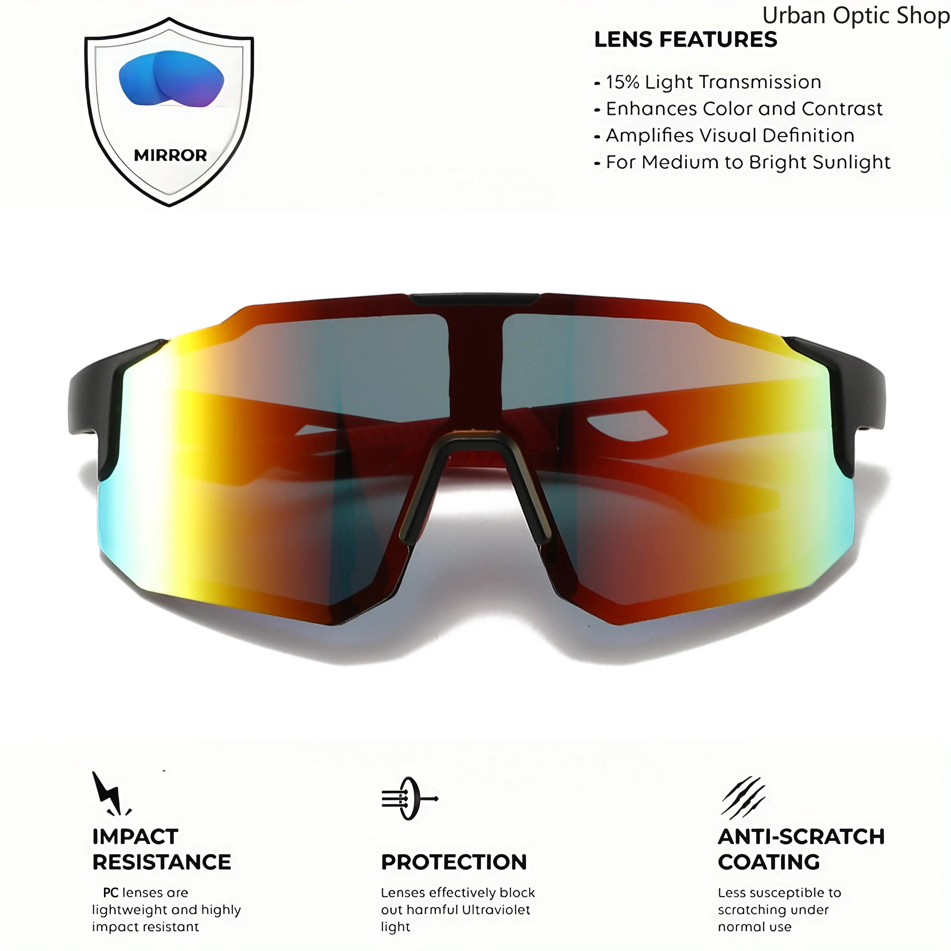 Oversized Wraparound Sports Sunglasses for Men Women, UV400 Protection Colorful Windproof anti Glare Eyewear, Comfort Fit Unisex Shades for Cycling Hiking Running Fishing Outdoor Activities