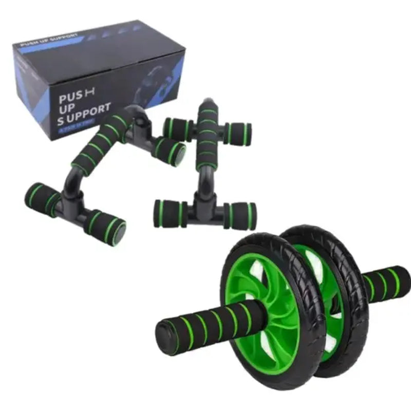 New Fitness Tool Set - Abdominal Exercise Wheels, Push-Up Bar with Cushioned Foam Grip & Non-Slip Construction, Ab Core Trainer, Abdominal Shaper - Ideal for Men’S & Women’S Fitness Training