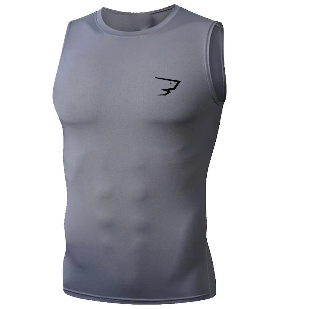 Men Running Compression Tank Top Sleeveless Sport Vest Gym Fitness Sportshirts Male Jogging Sportswear Homme Athletic Shirt Tops