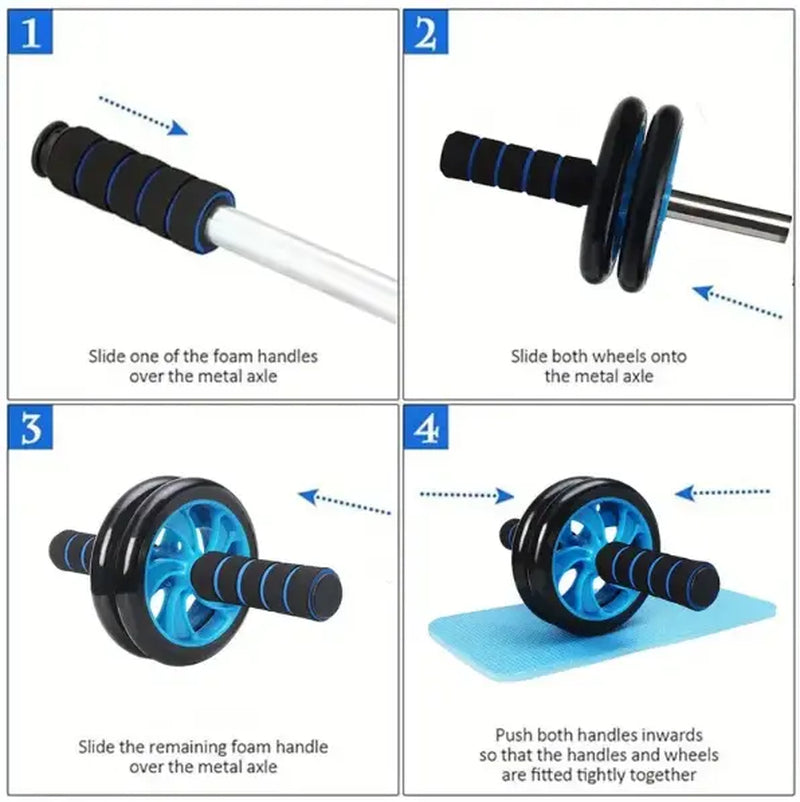 New Fitness Tool Set - Abdominal Exercise Wheels, Push-Up Bar with Cushioned Foam Grip & Non-Slip Construction, Ab Core Trainer, Abdominal Shaper - Ideal for Men’S & Women’S Fitness Training