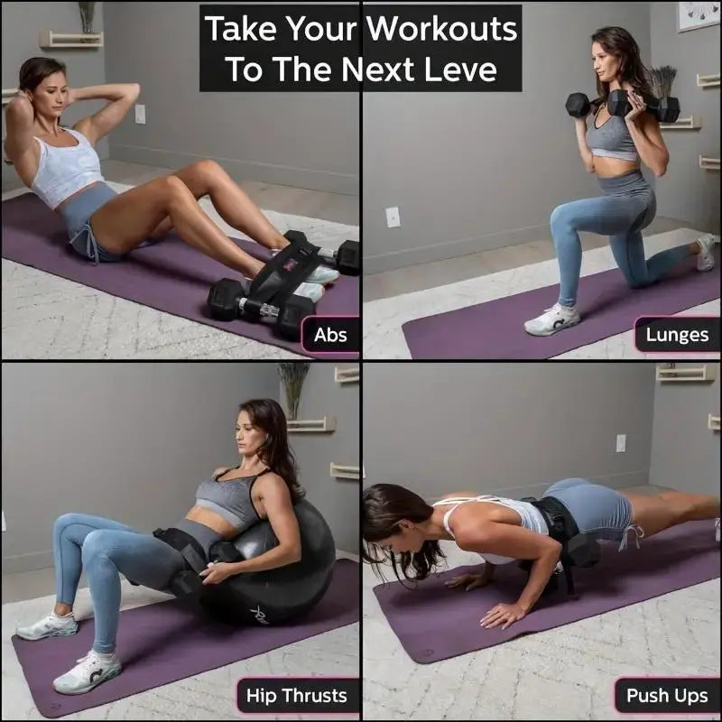 Hip Thrust Adjustable Resistance Weight Belt for Home Workouts, Kettlebell Training & Butt Shaping with Extra Cushioning and Adjustable Resistance Equipment. Resistance Exercise Manual Push-Pull Roller Dumbbell