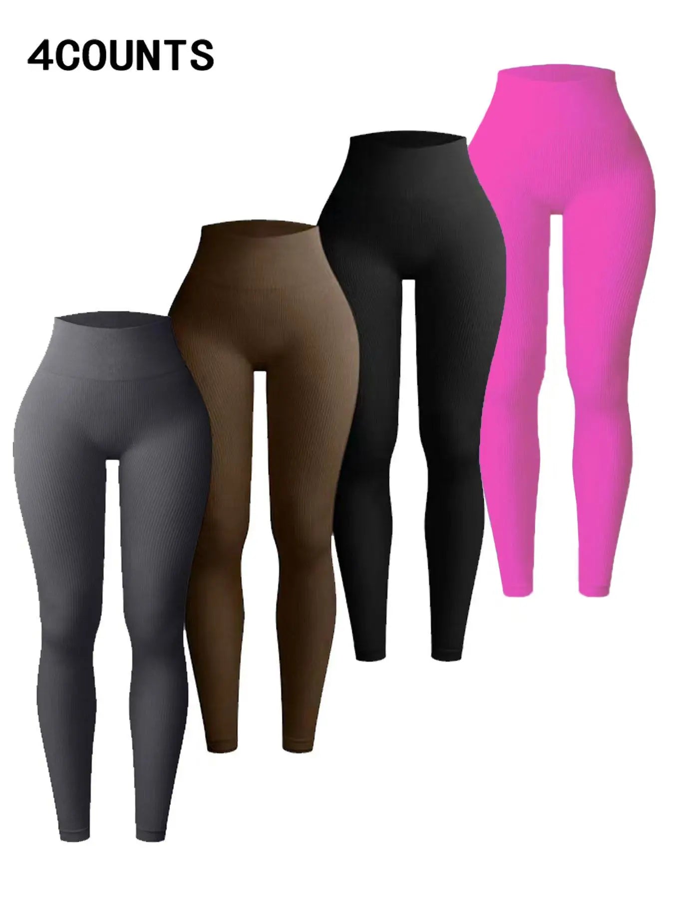 Women'S 1/2/3/4/5 Pcs Solid Color High Waist Sports Leggings, Casual Athleisure Style Comfy Breathable Skinny Pants for Yoga Gym Workout Running, Women'S Sport & Outdoor Clothing for Summer Spring Fall, High Waist Athletic Trousers, Four Season Leggings