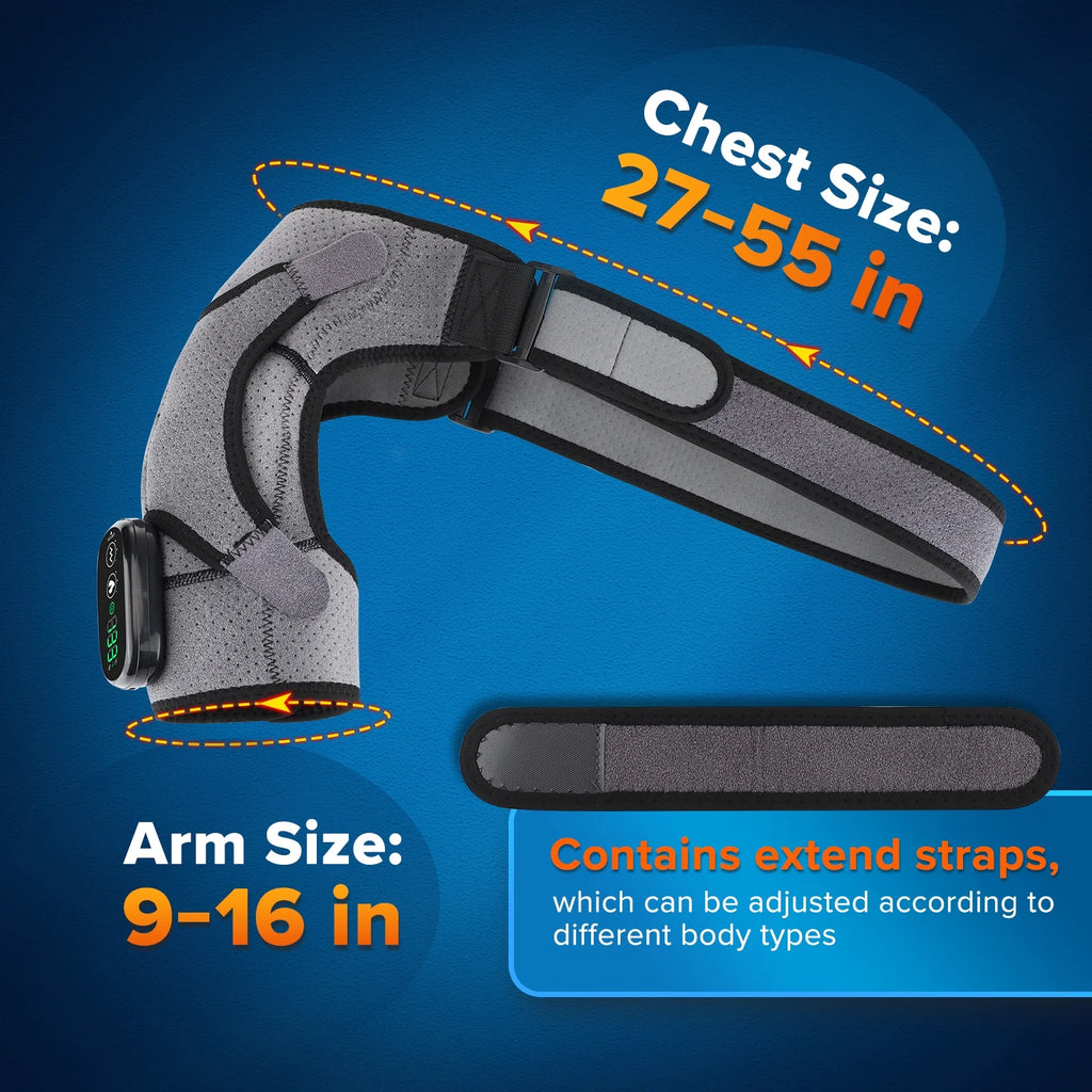 Ultimate Cordless Heated Shoulder Wrap with Massage – Adjustable, Rechargeable, and Soothing Relief for Shoulder Pain in Gray-Black