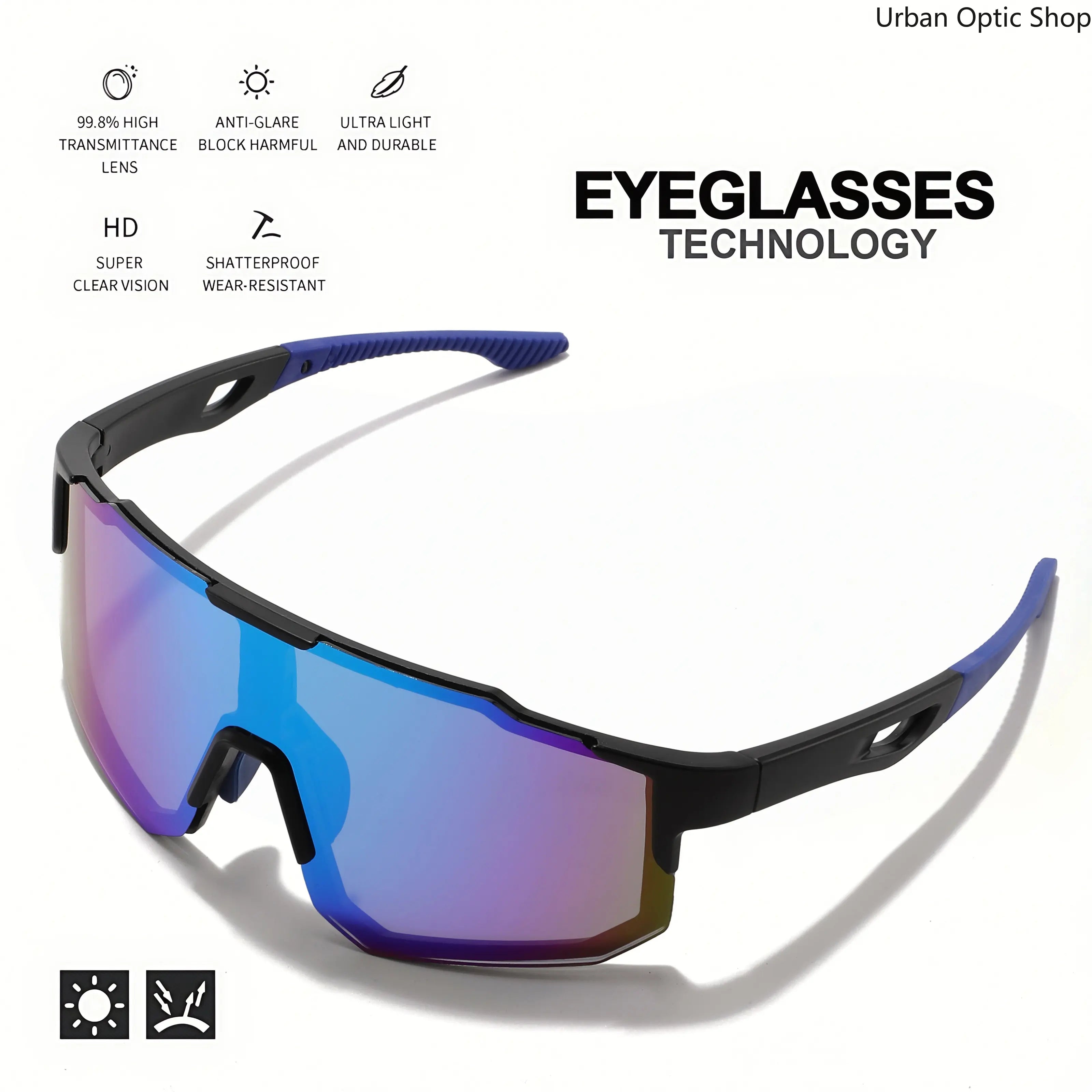 Oversized Wraparound Sports Sunglasses for Men Women, UV400 Protection Colorful Windproof anti Glare Eyewear, Comfort Fit Unisex Shades for Cycling Hiking Running Fishing Outdoor Activities