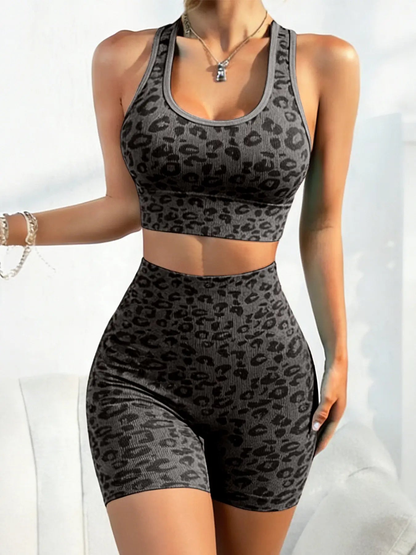 Women'S Solid Color Yoga Set, Sports Bra and Tank Top, Butt Lifting Design, Short Sleeve, Suitable for Gym and Daily Wear, Casual Gym Wear, Workout Sets Women, Summer Fitness Outfit